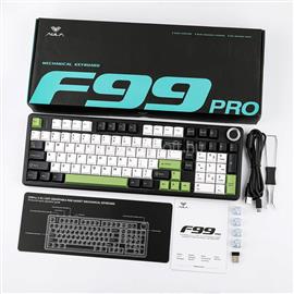 AULA F99 PRO Vezeték Nélküli Mechanikus Gamer Billentyűzet - Fekete-Fehér-Zöld AU-F99S-4 small