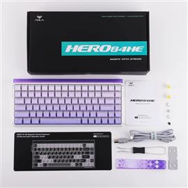 AULA HERO84 HE mechanikus Magnetic Switch gamer vezetékes billentyűzet amerikai angol lokalizáció (halványlila) AU-HERO84HE-1 small