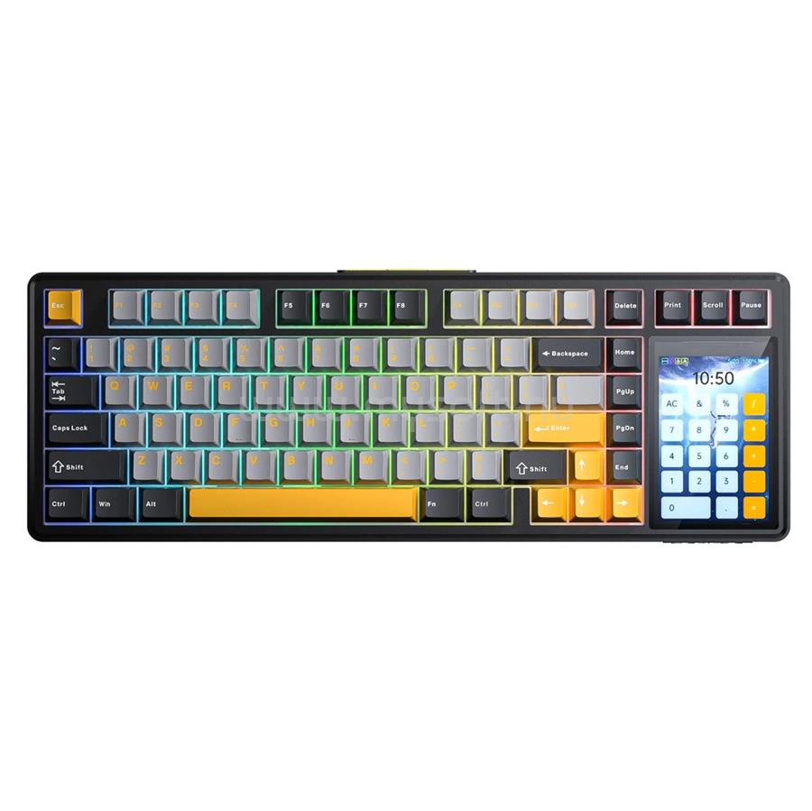 AULA L99 Tri-Mode mechanikus gamer vezeték nélküli  billentyűzet érintőképernyővel amerikai angol lokalizáció (fekete)