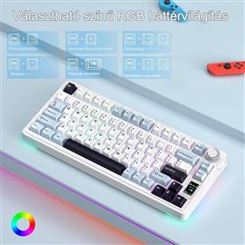 AULA S75 PRO mechanikus gamer vezeték nélküli billentyűzet amerikai angol lokalizáció (fehér-kék) AU-S75P-1 small