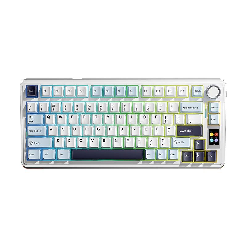 AULA S75 PRO mechanikus gamer vezeték nélküli billentyűzet amerikai angol lokalizáció (fehér-kék)