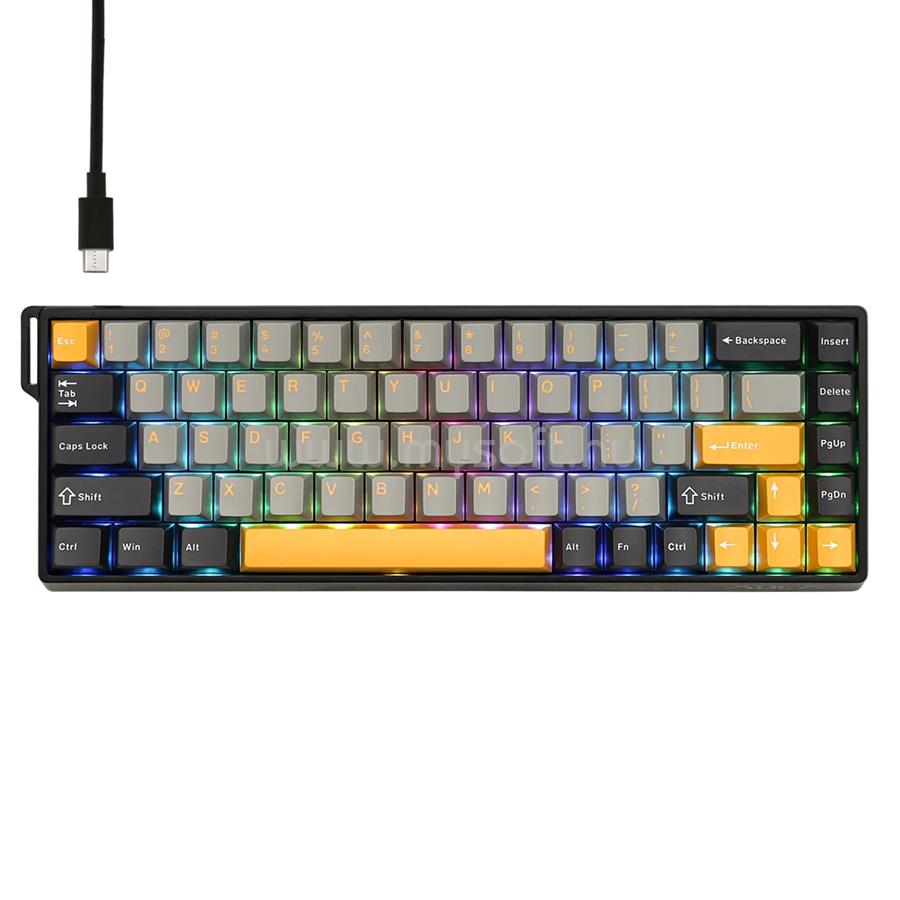AULA WIN68 HE MAX Magnetic Switch mechanikus gamer vezetékes billentyűzet amerikai angol lokalizáció (fekete-szürke-sárga)