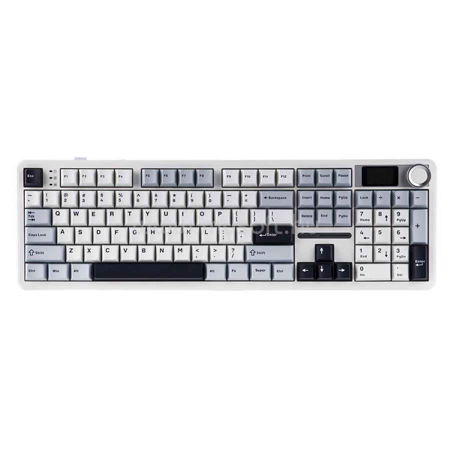 AULA F108 PRO Tri-Mode mechanikus gamer vezeték nélküli billentyűzet amerikai angol lokalizáció (fehér-kék)