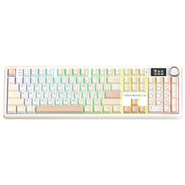 AULA F108 PRO Tri-Mode mechanikus gamer vezeték nélküli billentyűzet amerikai angol lokalizáció (sárga-fehér) AU-F108P-2 small