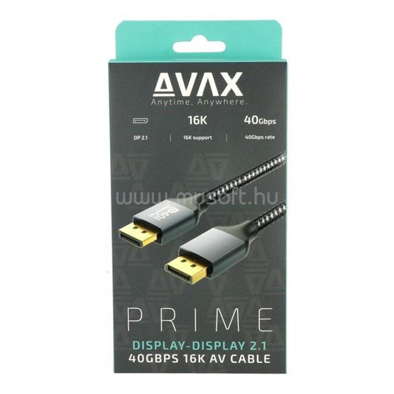 AVAX AV901 PRIME DisplayPort 2.1/40Gbps 16K/60Hz AV kábel, 2m