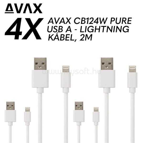 AVAX CB124W - 4X 2m 2,1A Lightning Gyorstöltő kábelcsomag