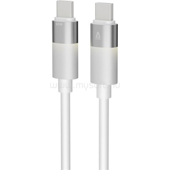 AVAX CB316 GLOWY 60W USB-C gyorstöltő kábel, fehér - 1m