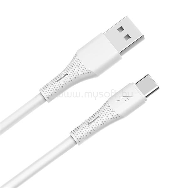 AVAX CB3301 18W USB-A - USB-C gyorstöltő szilikon kábel, 1.5 m, fehér