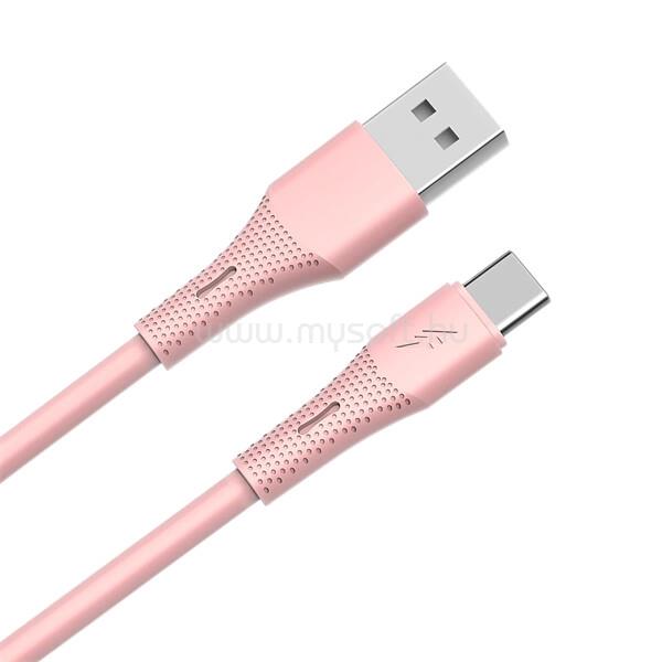 AVAX CB3303 18W USB-A - USB-C gyorstöltő szilikon kábel, 1.5 m, rózsaszín