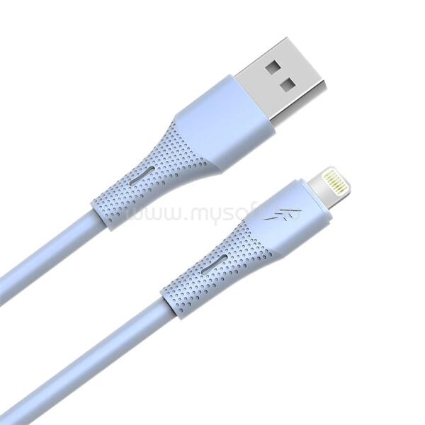 AVAX CB3305 USB-A - Lightning szilikon töltőkábel, 1.5 m, világoskék
