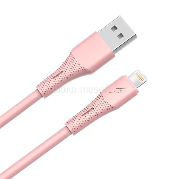 AVAX CB3306 USB-A - Lightning szilikon töltőkábel, 1.5 m, rózsaszín