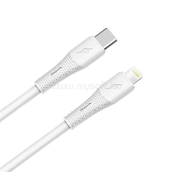 AVAX CB3310 27W USB-C - Lightning gyorstöltő szilikon kábel, 1.5 m, fehér