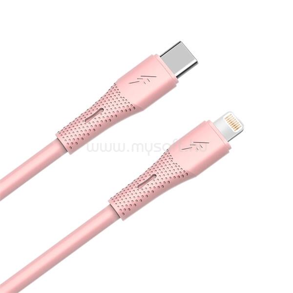AVAX CB3312 27W USB-C - Lightning gyorstöltő szilikon kábel, 1.5 m, rózsaszín