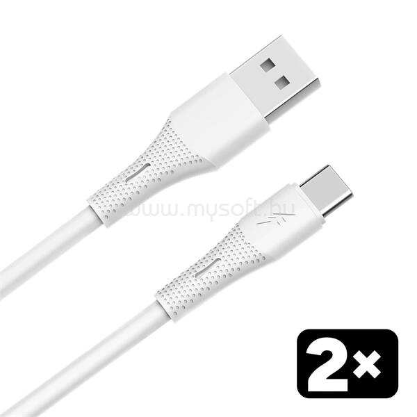 AVAX CB4301 2x 18W USB-A - USB-C gyorstöltő szilikon kábel csomag, 1.5 m, fehér