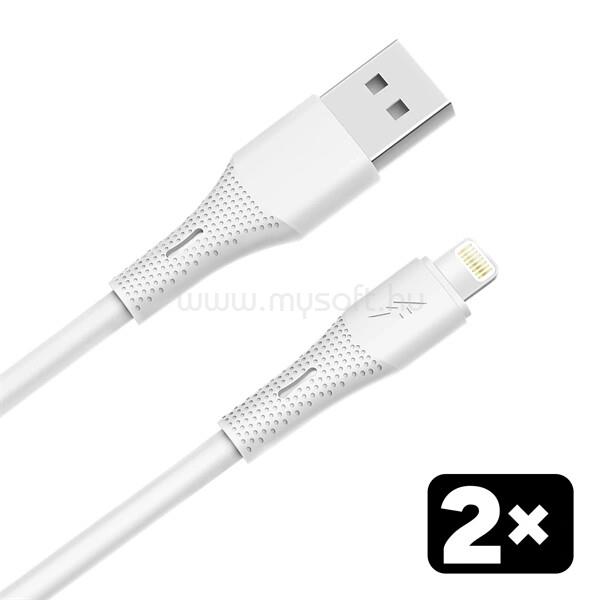 AVAX CB4302 2x USB-A - Lightning szilikon töltőkábel csomag, 1.5 m, fehér
