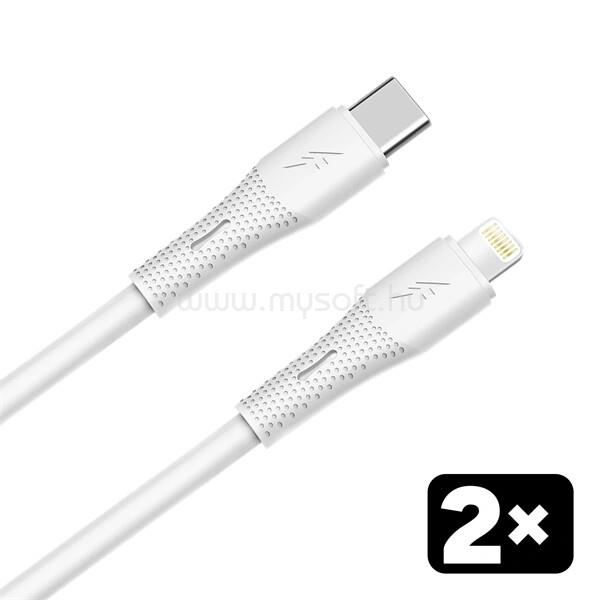 AVAX CB4304 2x 27W USB-C - Lightning szilikon töltőkábel csomag, 1.5 m, fehér