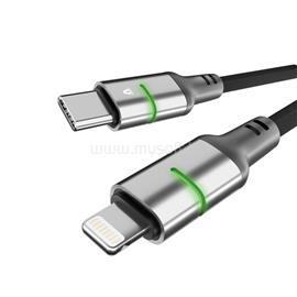 AVAX CB635 STEELY LED 1m 27W USB-C - Lightning fekete fonott gyorstöltő kábel AVAX_CB635 small