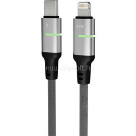 AVAX CB636 STEELY LED 27W USB-C - Lightning gyorstöltő kábel, fonott, fekete - 2m AVAX_CB636 small