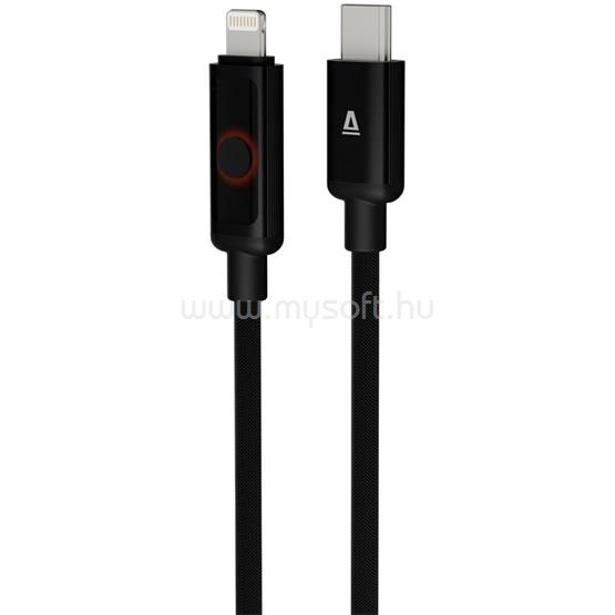 AVAX CB651 PULSEY 27W USB-C - Lightning gyorstöltő kábel, fonott, szürke - 1m