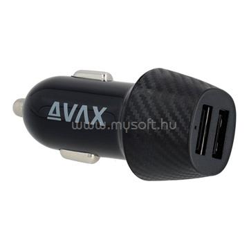 AVAX CC301B CARLY 2x USB A 12W autós töltő (fekete)