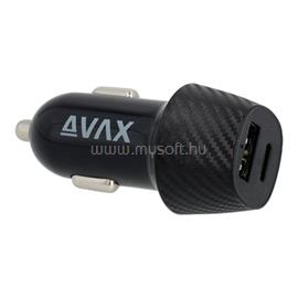 AVAX CC302B CARLY USB A (QC)+Type C (PD) 20W autós töltő (fekete) 5999574480255 small