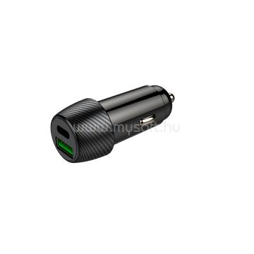 AVAX CC303B CARLY USB A (QC)+Type C (PD) 38W autós töltő (fekete)