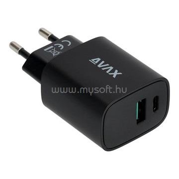 AVAX CH600B SPEEDY+ USB A (QC)+Type C (PD) 20W gyors hálózati töltő (fekete)