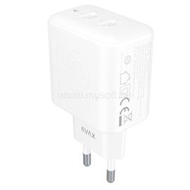 AVAX CH602W SPEEDY+ 45W GaN 2x USB-C PD3.0 fehér gyors töltő adapter AVAX_CH602W small