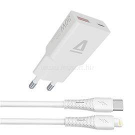 AVAX CH6414 30W GaN töltő és USB-C-Lightning szilikon kábel, fehér AVAX_CH6414 small
