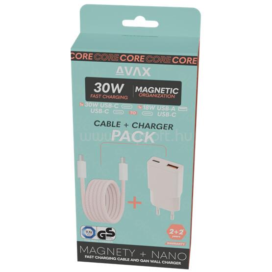 AVAX CH641P & CB610P - 30W GaN Gyorstöltő & 100W Mágneses USB-C Kábelcsomag