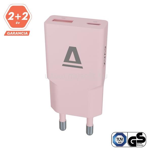 AVAX CH641P NANO SLIM 30W USB-C (PD3.0)+USB-A (QC3.0) hálózati töltő (rózsaszín)