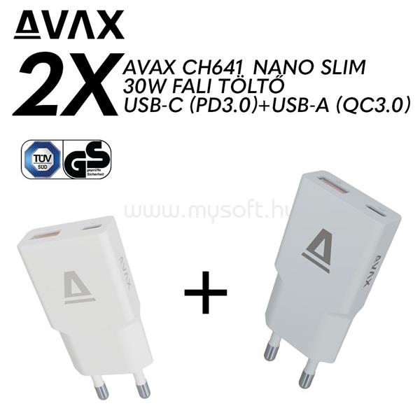 AVAX CH641W & CH641LB - 30W GaN USB-C & USB-A Gyorstöltő Duo
