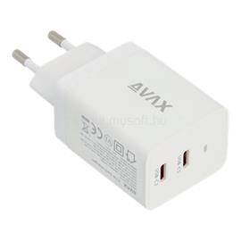 AVAX CH901W PRIME GaN gyors hálózati töltő 2x Type C, 67W (fehér) 5999574480323 small