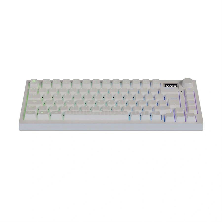 AVAX GM02 PRO 75% Gasket RGB tri-mode mechanikus Gateron sárga switch vezeték nélküli billentyűzet (magyar, fehér)