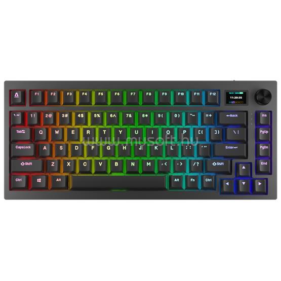 AVAX GM02 PRO 75% Gasket RGB tri-mode mechanikus Gateron sárga switch vezeték nélküli billentyűzet (magyar, fekete)