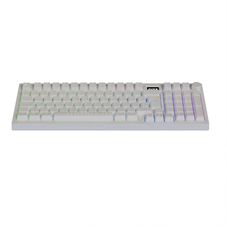 AVAX GM03 PRO 98% Gasket RGB tri-mode mechanikus Gateron sárga switch vezeték nélküli billentyűzet (magyar, fehér)