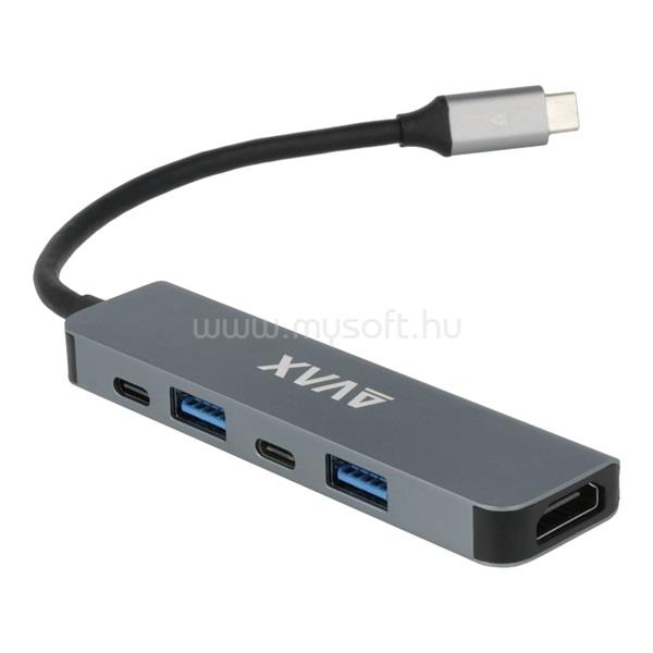 AVAX HB611 CONNECT+ 5in1 Multi Type C-HDMI(4k60Hz), TypeC, 2xUSB 3.0, PD 100W HUB
