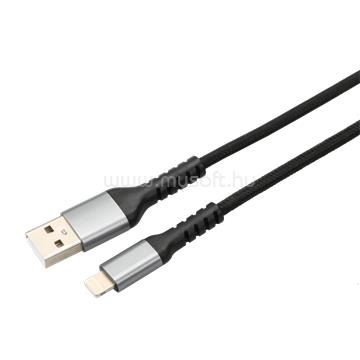 AVAX CB401G STEELY USB A-Lightning 20W gyorstöltő, sodorszálas kábel, 3A, acélszürke - 1,5m