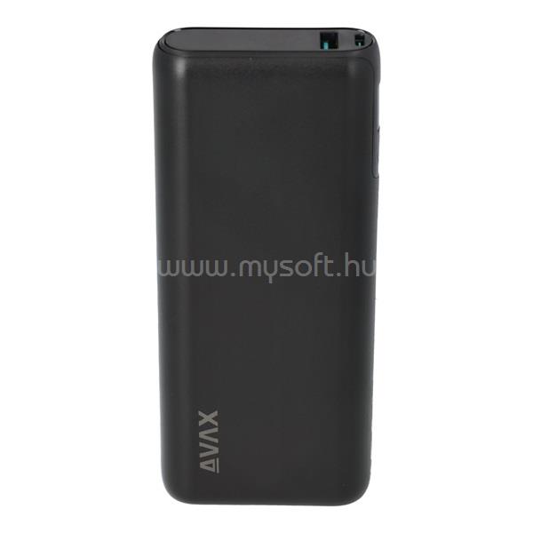 AVAX PB202B VITALITY 20000mAh Type C/PD 65W+QC18W gyorstöltő powerbank (fekete)