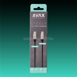 AVAX Töltőkábel, USB-C - USB-C, 60W, 3A, 1,5 méter, acélszürke AVAX_CB302G small