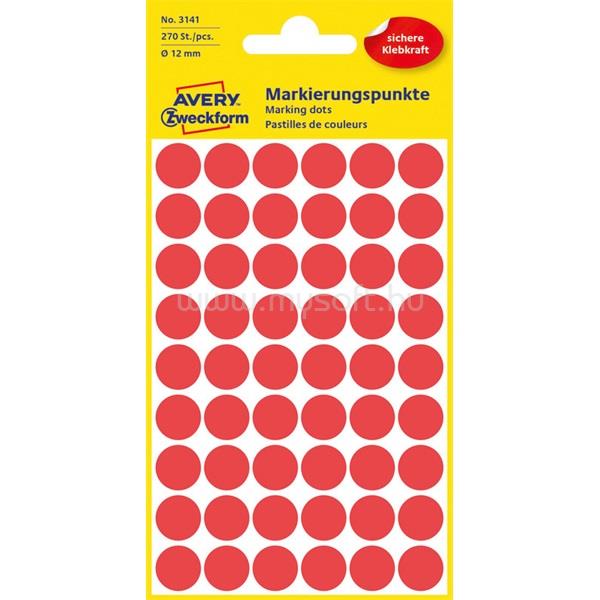 AVERY Etikett címke, o12mm, jelölésre, 54 címke/ív, 5 ív/doboz, Avery piros
