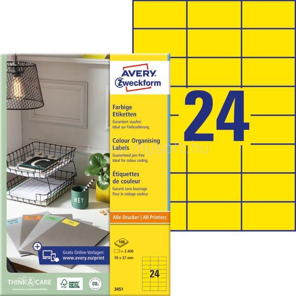 AVERY 3451 70x37mm sárga univerzális címke