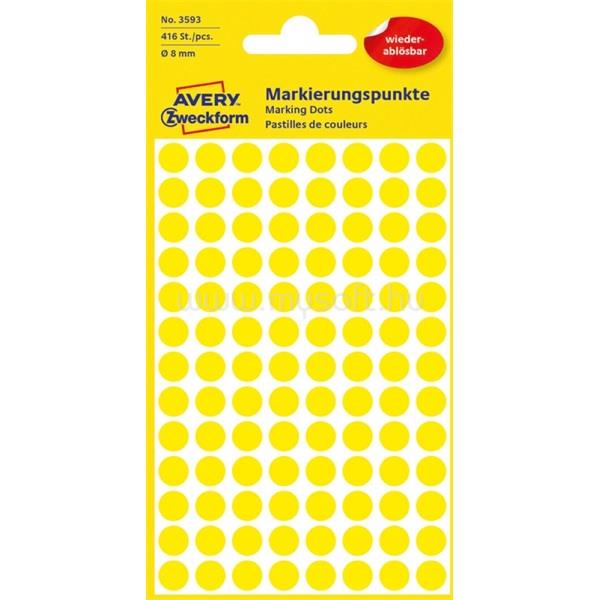 AVERY 3593 8mm visszaszedhető 416db-os napsárga jelölőpont