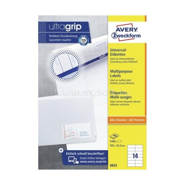 AVERY 3653 105×42,3mm univerzális 1400db-os etikett