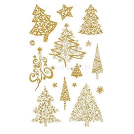 AVERY 52273 karácsonyi csillogó gyönyörű arany fenyőfák matrica AVERY_52273 small