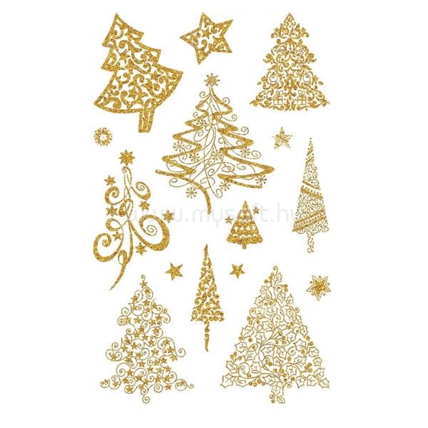 AVERY 52273 karácsonyi csillogó gyönyörű arany fenyőfák matrica