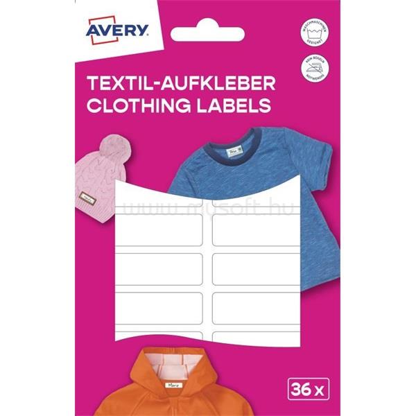 AVERY ETVET36 iskolai kézzel írható 45x13 mm 36 db fehér textil öntapadós címke