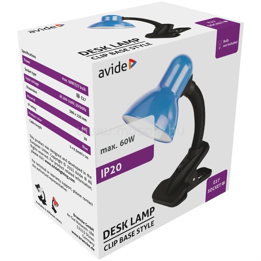 AVIDE Asztali lámpa, Basic csiptethető, max. 60W, AVIDE, kék