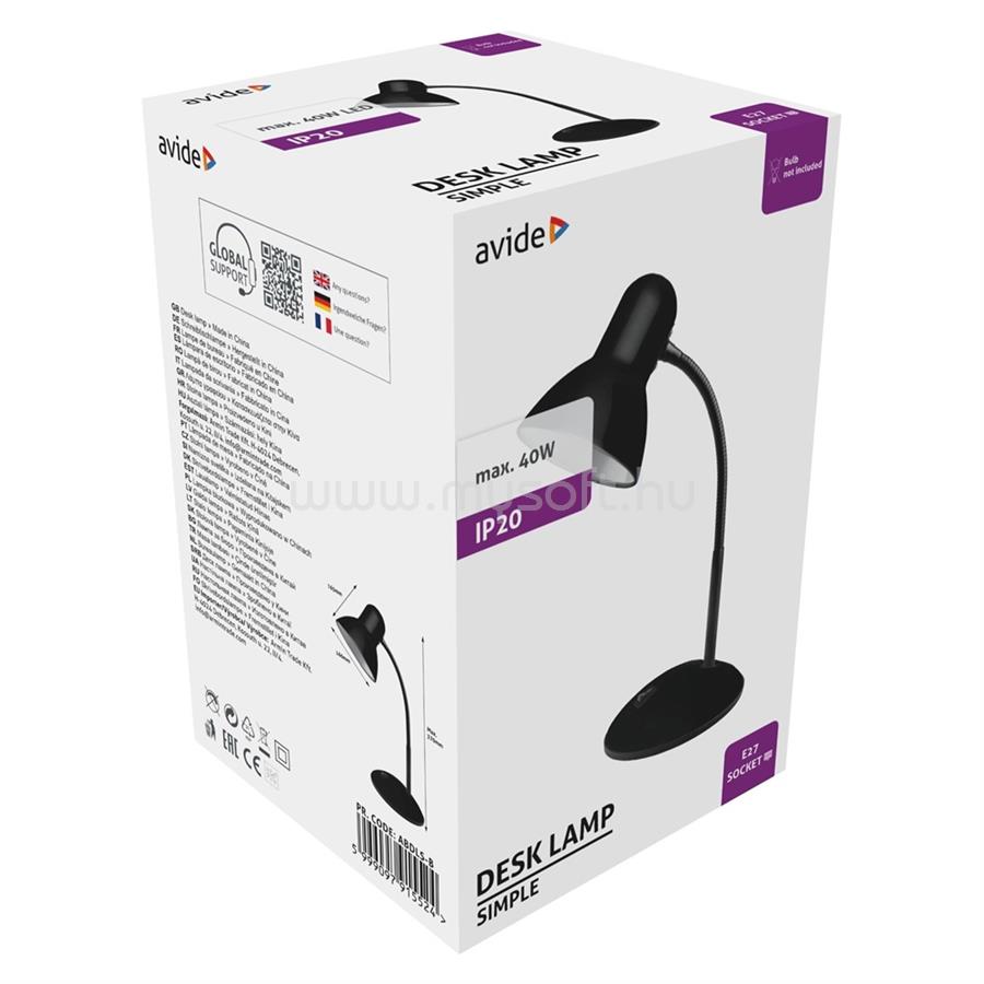 AVIDE Asztali lámpa, Basic Simple, max. 40W, AVIDE, fekete