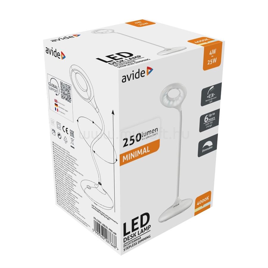 AVIDE Asztali LED lámpa, Minimal, 4W, 4000K, AVIDE, fehér
